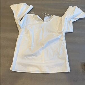 Halston Heritage White Blouse with Puff Sleeves. Size S